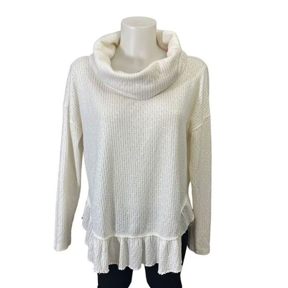 ANTHROPOLOGIE Maeve Addie Hacci Pullover Knit Sweater Ruffled Hem size XS - Picture 1 of 9